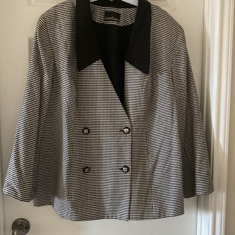 Black and white checked suit